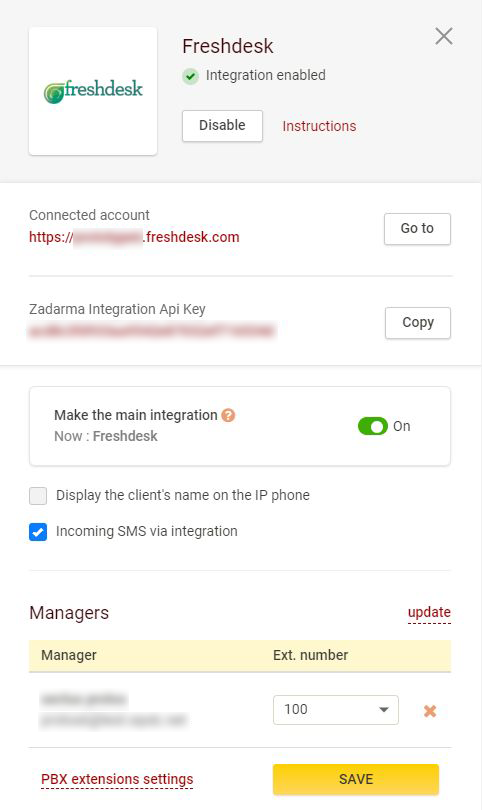 Activate integration